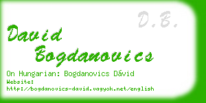 david bogdanovics business card